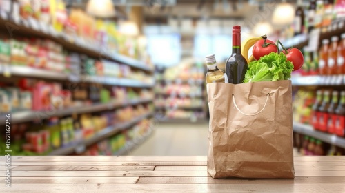 The grocery bag in supermarket photo