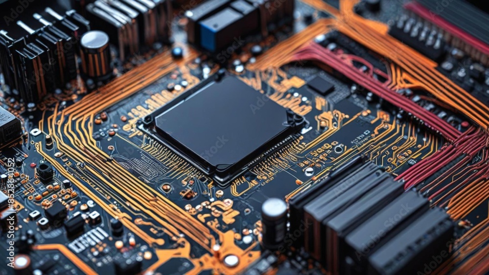 Close-Up of a Motherboard: Unveiling Technological Precision Close-Up of a Motherboard: Unveiling Technological Precision