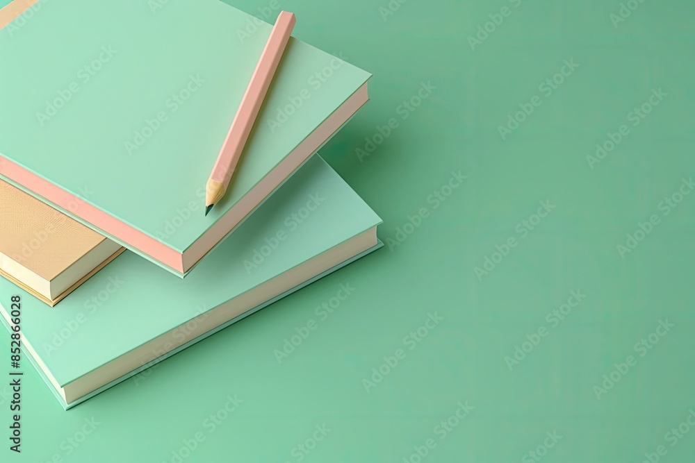 back to school concept with stack of books with pencil on top of them back to school concept with stack of books with pencil on top of them