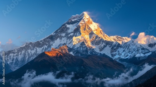 Majestic Mountain Peak Bathed in Golden Light