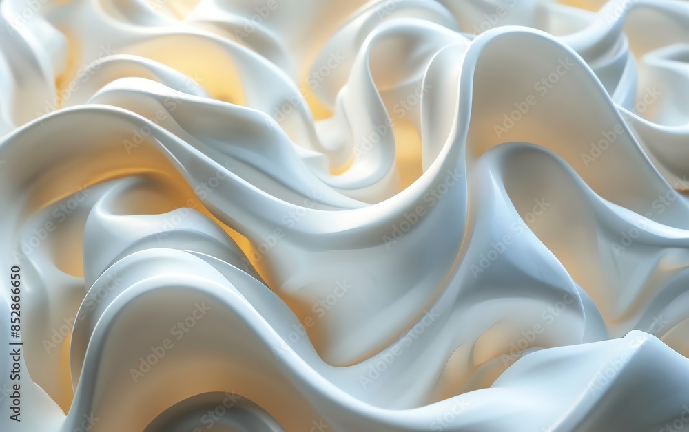 Obraz premium Close-up of smooth, flowing white fabric with elegant curves and light highlights, creating a soft and luxurious texture.