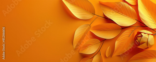Vibrant Autumn Leaves Background with Golden Orange Shades and Artistic Foliage Design for Seasonal Themed Projects, Decoration, and Nature Inspired Artwork with Warm, Rich Hues