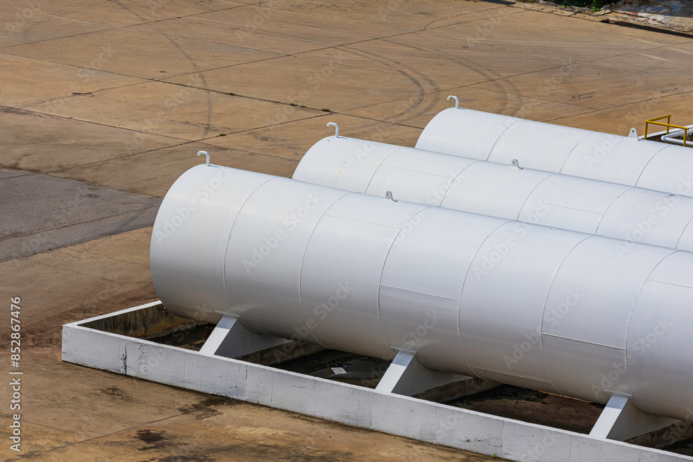 Storage tank white one of fuel oil in the horizontal Storage tank white one of fuel oil in the horizontal