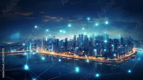 Wallpaper Mural 5G, 6G, Big data wireless network, high speed internet, cloud computing or connect diagram technology, Data storage, service, synchronize, online, financial, Connectivity global, smart city, Gen AI Torontodigital.ca