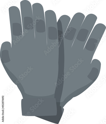 Gray working gloves are protecting hands during manual work at worksite