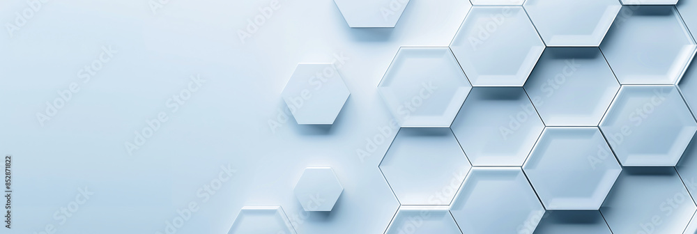 Abstract light blue background with 3d hexagon pattern. Perfect for technology, modern design, and minimalist concepts. Copy space, banner Abstract light blue background with 3d hexagon pattern. Perfect for technology, modern design, and minimalist concepts. Copy space, banner