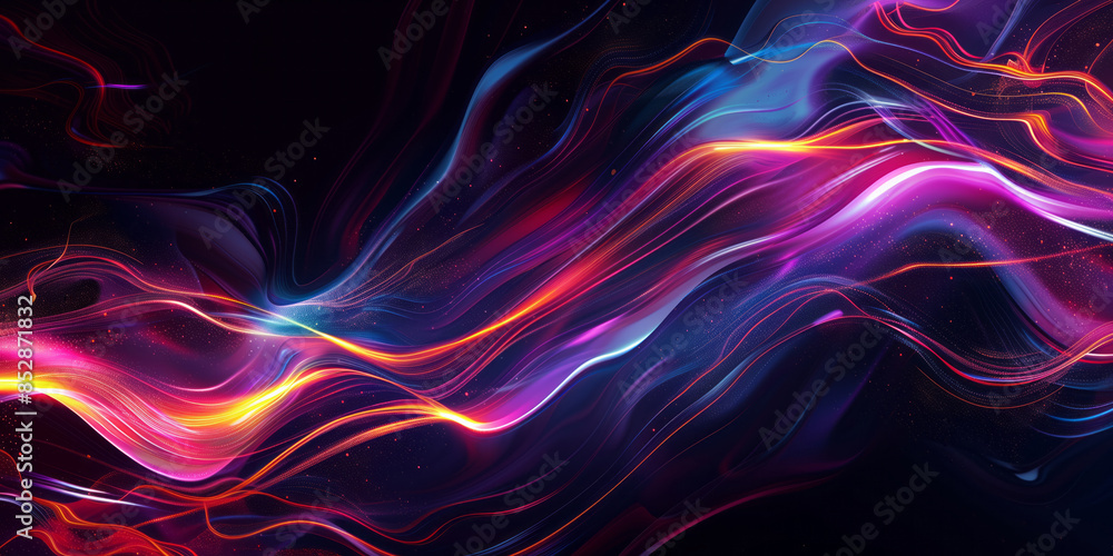 Vivid abstract background featuring colorful light lines and smooth waves. Perfect for technology, design, or artistic concepts Vivid abstract background featuring colorful light lines and smooth waves. Perfect for technology, design, or artistic concepts