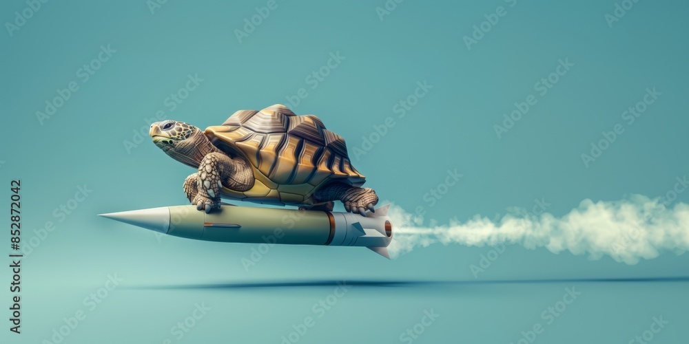 Mole Riding Missle Tortoise riding missile as speed up concept. AI generative art Stock ...