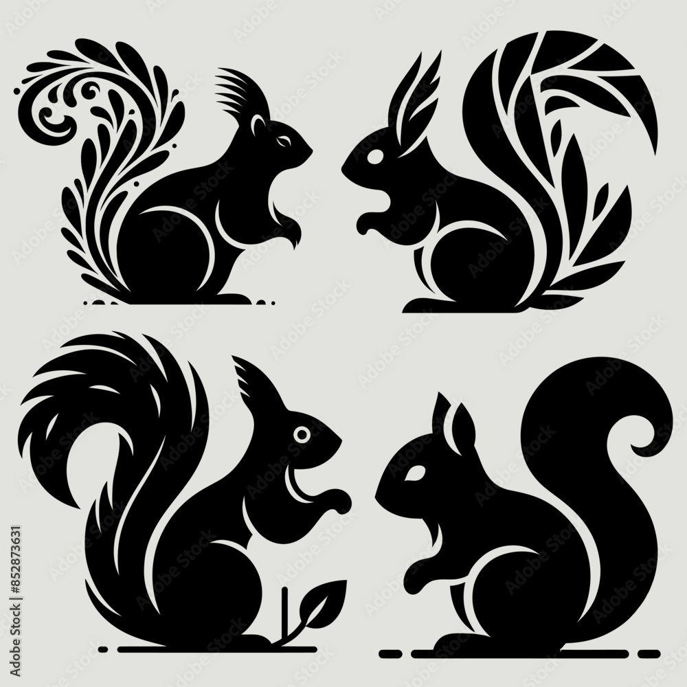 minimal Squirrel silhouette vector illustration minimal Squirrel silhouette vector illustration