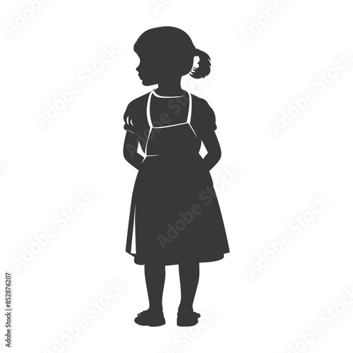 Girl in Dress, Silhouette Profile, Back Turned, Ponytail.
