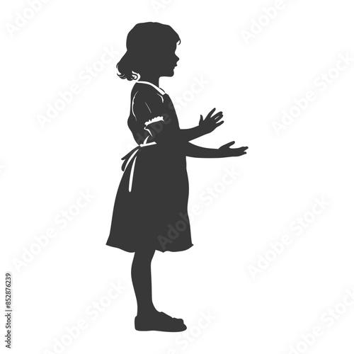 Girl Silhouette: Offering Hands, Waiting, Dress with Apron.