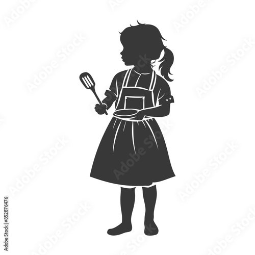 Silhouette of Girl in Apron with Spatula: Baking Dreamer.