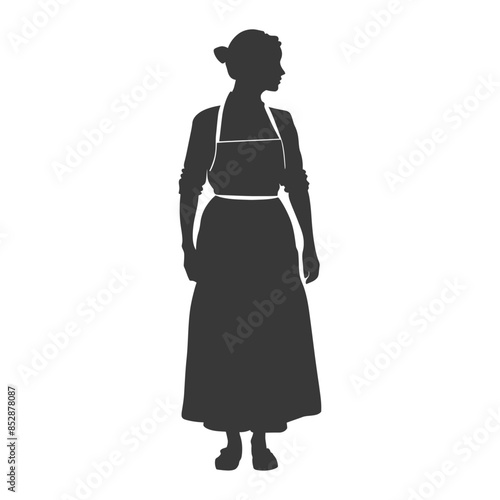 Silhouette of a Woman in Apron, Full Length, Facing Right, Vintage Style
