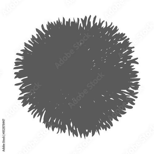 Ink Sketch: Spherical Thicket, Gray Foliage Silhouette on White