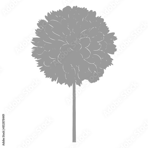 Monochrome Topiary: Stylized Spherical Tree Silhouette, Minimalist Floral Design.