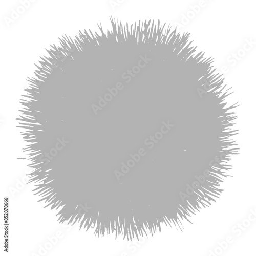 Gray Shaggy Circle: Furry Abstract Vector on White
