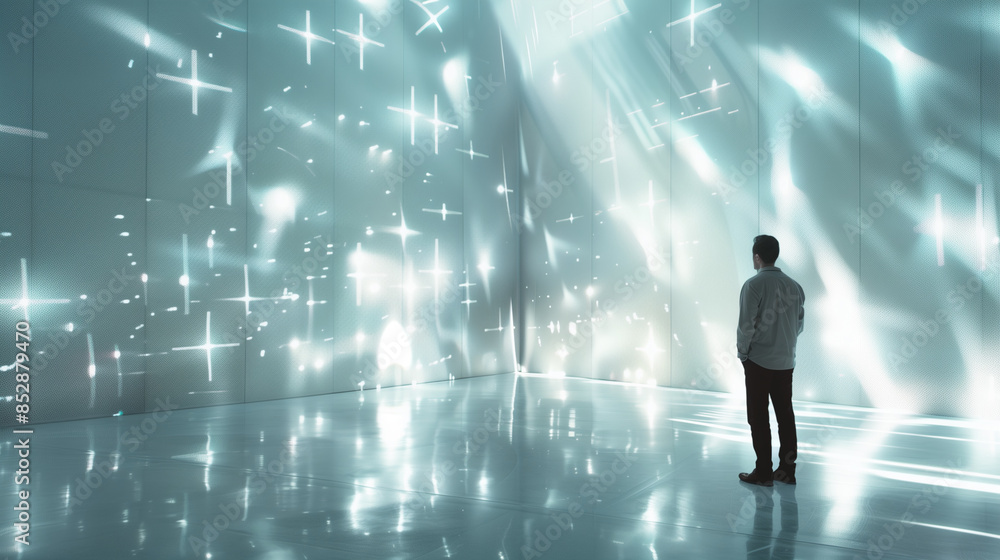 Man learning from generative AI technology in metaverse Man learning from generative AI technology in metaverse
