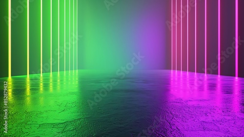 Develop a neon gradient with bright green and purple hues fading into each other, perfect for neonthemed designs and nightlife promotions photo