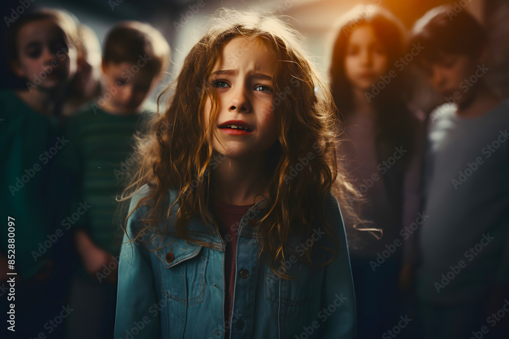 crying girl school team bullying addiction stress crying girl school team bullying addiction stress