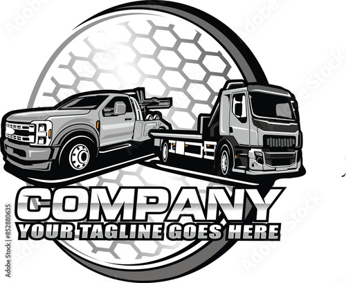 TOWING CAR LOGO TOWING CAR VECTOR ILLUSTRATION