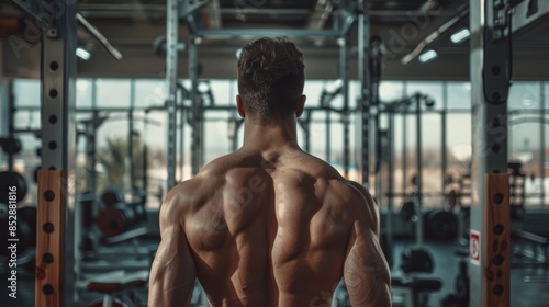 Muscular Man Standing in Gym