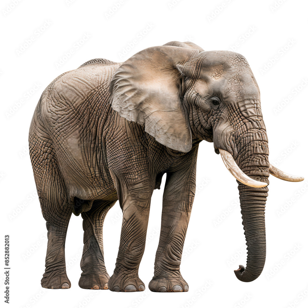 Obraz premium Big elephant standing isolated on white background