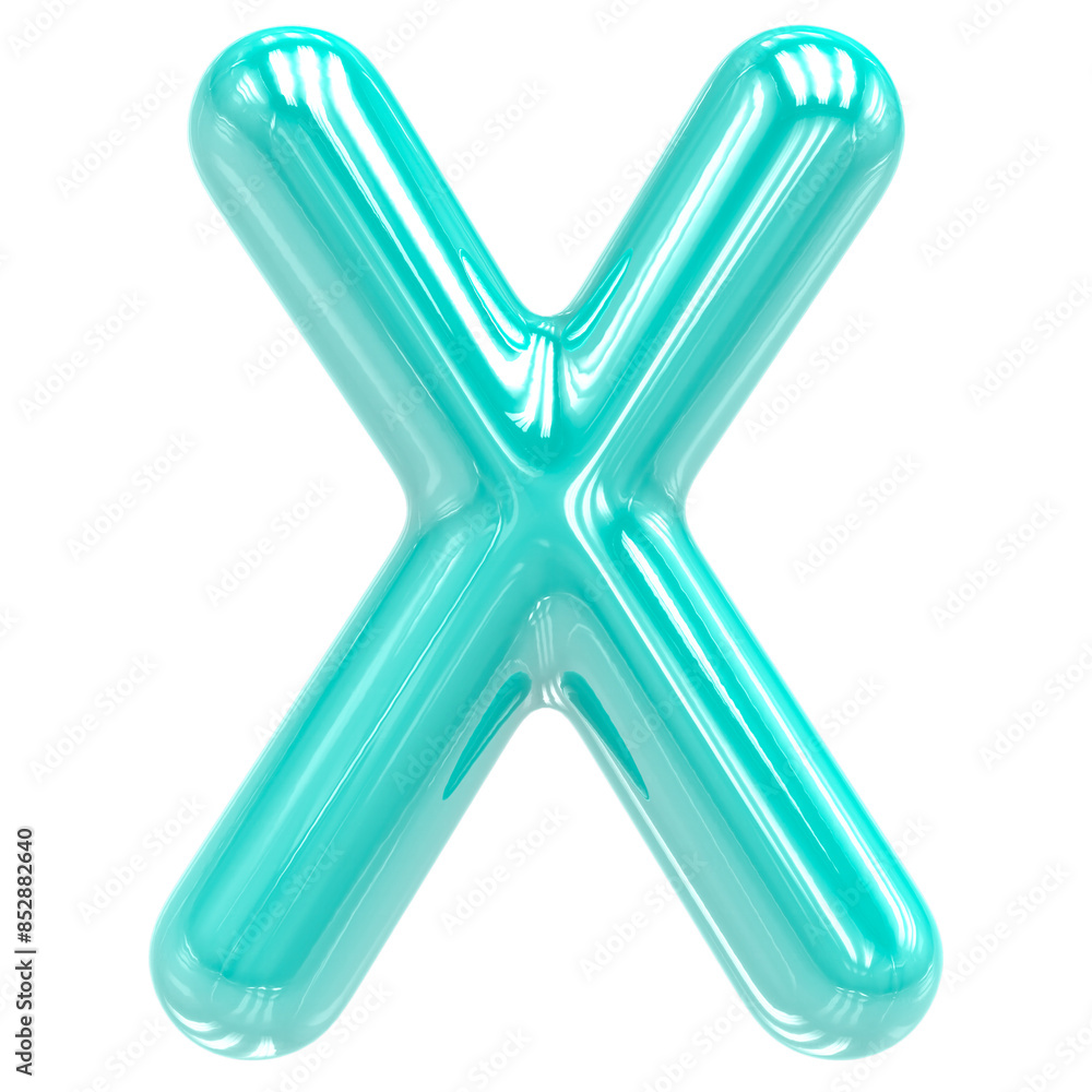 Font X Turquoise Color 3D Render Font X Turquoise Color 3D Render