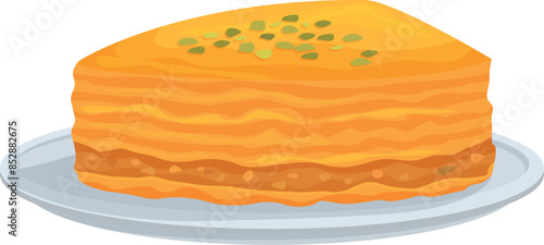 Sweet baklava pastry made of layers of filo filled with chopped nuts and sweetened with syrup or honey