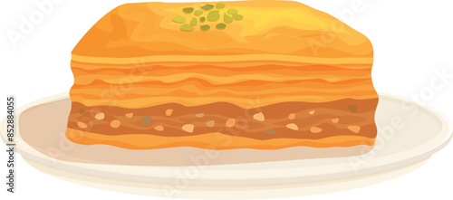 Tempting illustration of baklava, showcasing its flaky layers and nutty filling, a true delight for dessert lovers