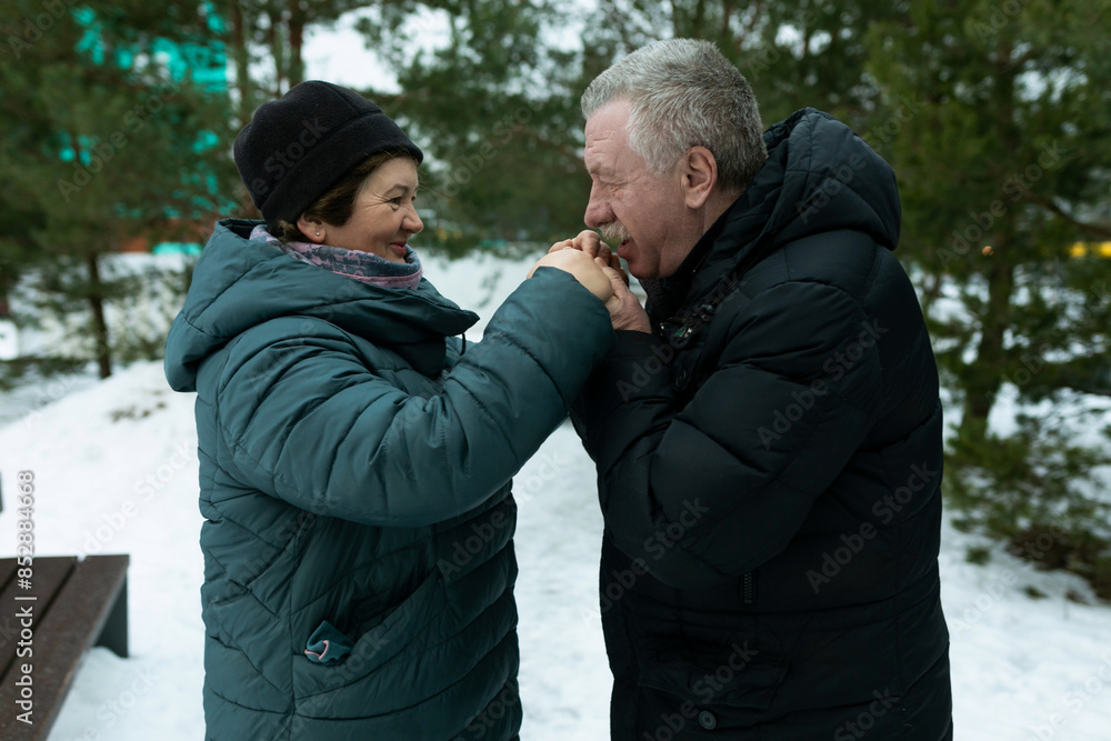 Cute mature couple has warm feelings for each other Cute mature couple has warm feelings for each other