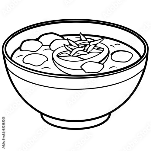Delicious chicken soup vector on white background.