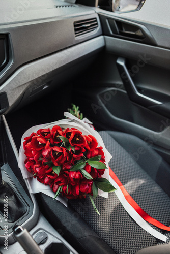 car interior with buquet tulipe