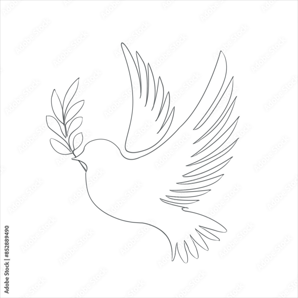 The Pigeon With Leaf Pencile Illustration Drawing The Pigeon With Leaf Pencile Illustration Drawing