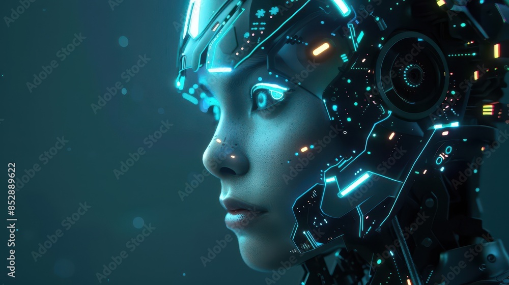 futuristic cyborg woman with glowing circuitry ai generated scifi portrait futuristic cyborg woman with glowing circuitry ai generated scifi portrait