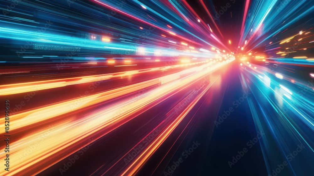 futuristic light trails speeding through abstract digital space motion blur special effects illustration futuristic light trails speeding through abstract digital space motion blur special effects illustration