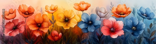 Wallpaper Mural Colorful flower field with a soft, dreamy light. Torontodigital.ca