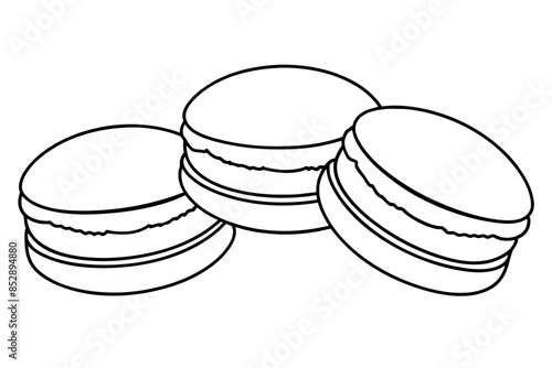 set-of-color-french-macaroons--isolated on- silhouette vector illustration 