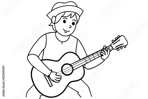 the-boy-is-playing-the-guitar  silhouette vector illustration 