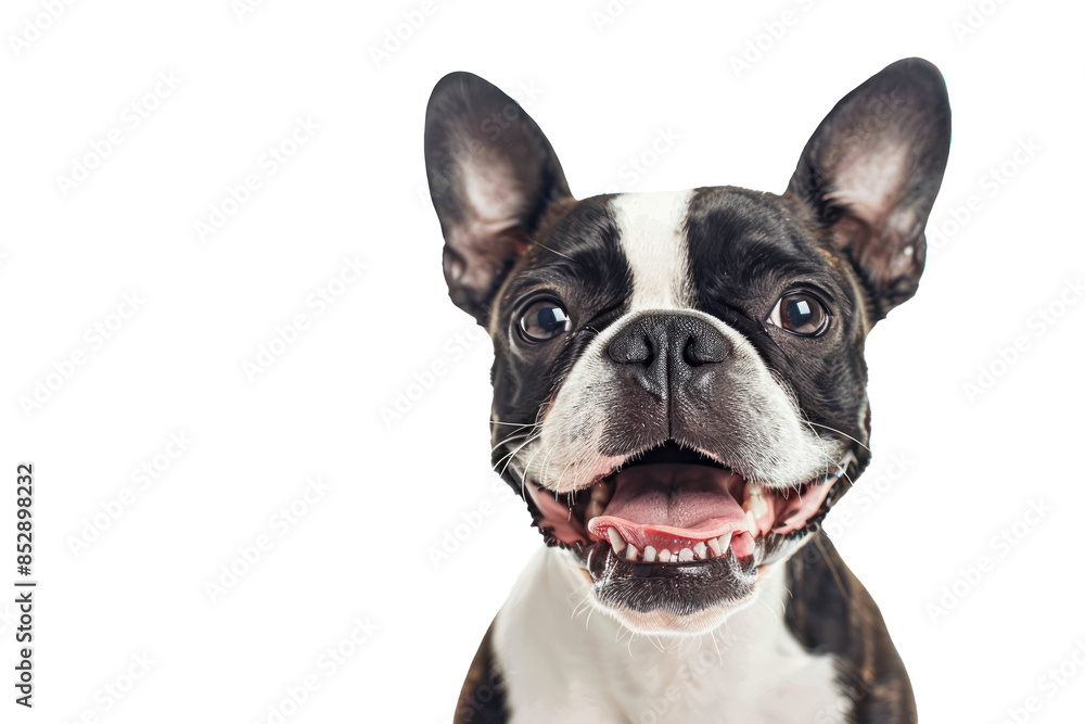 Portrait Head Of A Happy Boston Terrier Dog With A Transparent Background, Puppy Boston Terrier Dog Bread, PNG, Cut Out Portrait Head Of A Happy Boston Terrier Dog With A Transparent Background, Puppy Boston Terrier Dog Bread, PNG, Cut Out