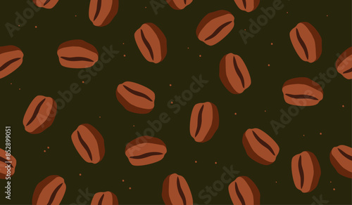 Cute coffee beans pattern background vector design