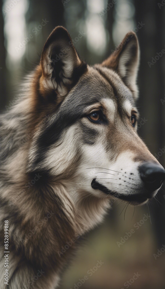 Side view of a Wolf kind of Wolfdog looking away mouth open Cut out Side view of a Wolf kind of Wolfdog looking away mouth open Cut out