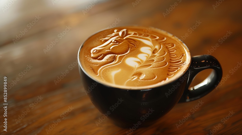 Horse Latte Art Close-Up Horse Latte Art Close-Up