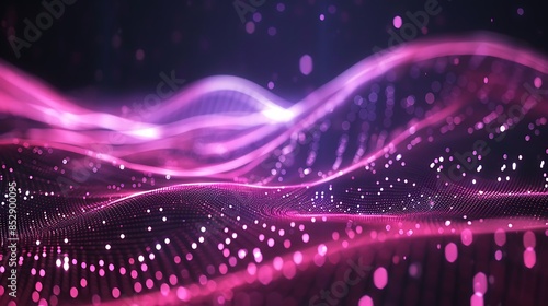 Wavy mesh of dots particles as a futuristic technology background.