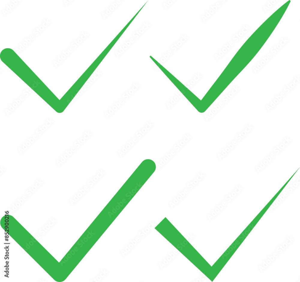 Green check signs set Green check signs set