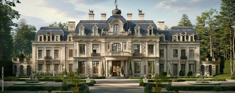 Fototapeta premium French chateau with a grand entrance.