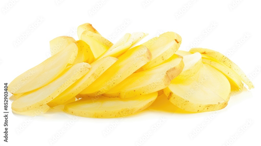 Organic potato slices isolated on white background Organic potato slices isolated on white background