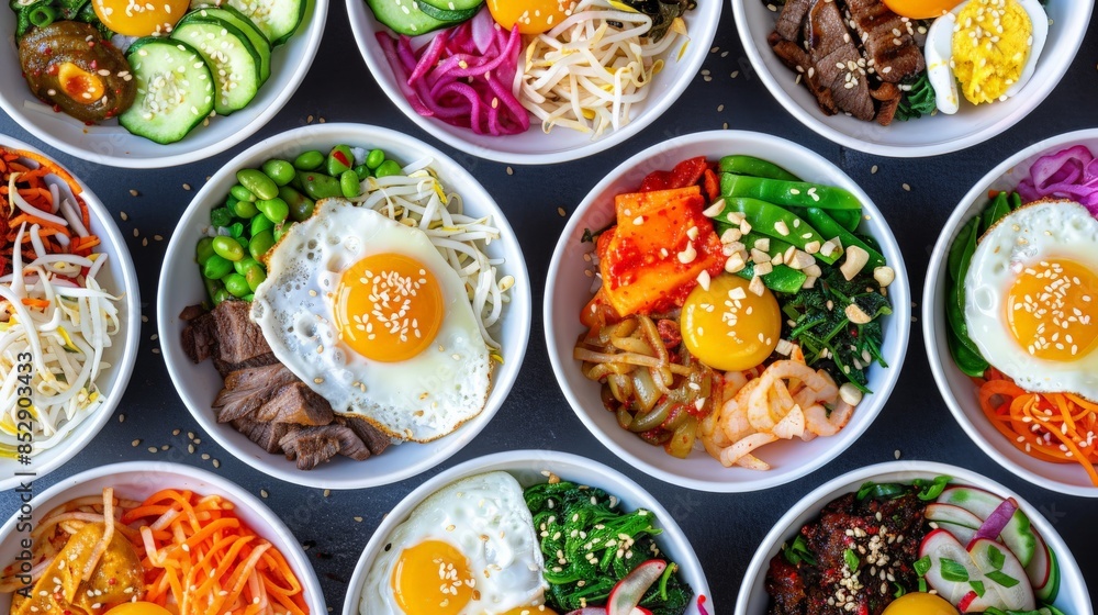 Vibrant Korean Bibimbap Bowls Vibrant Korean Bibimbap Bowls