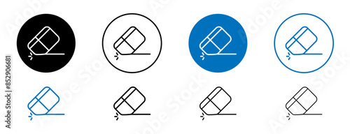 Eraser thin line black and blue icon