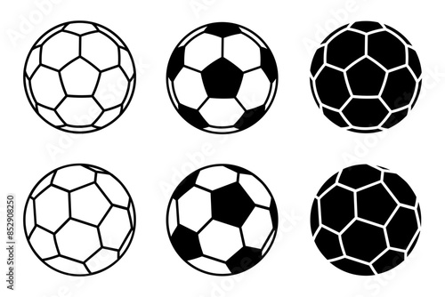 Soccer ball set icons, football signs, line soccer sport ball – stock vector