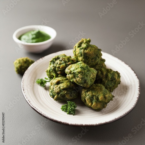 Indian Homemade food palak pakoda also known as spinach fritters or palak spanish pakora